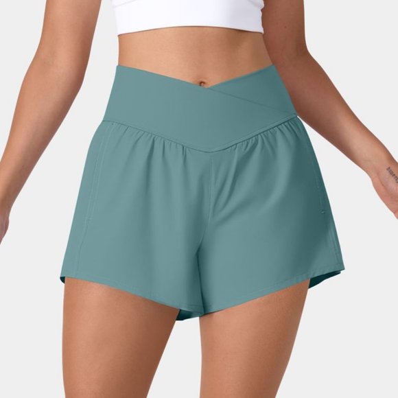 Halara Breezeful High Waisted Crossover 2-in-1 Quick Dry Yoga Shorts L NWT - Picture 3 of 7